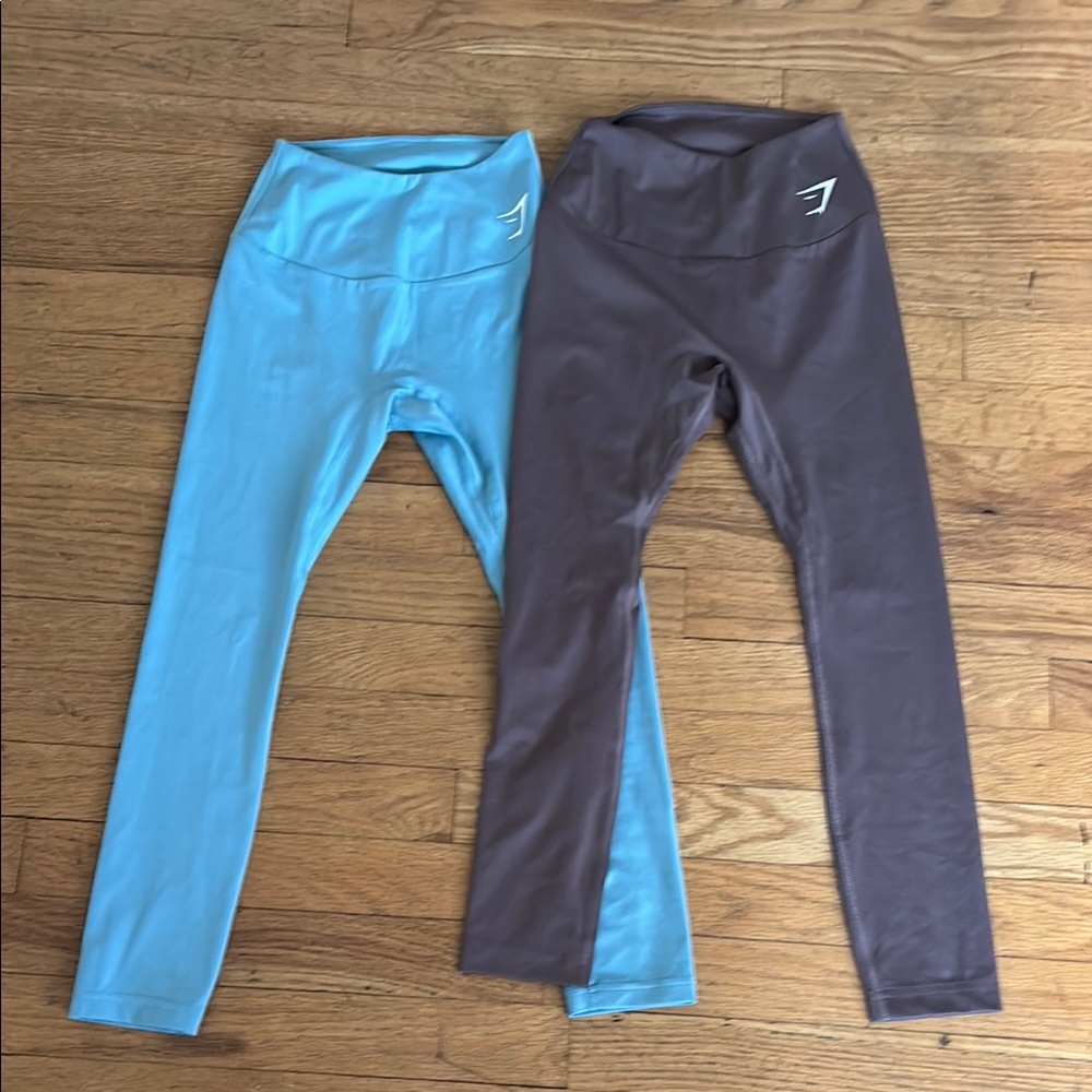 Gymshark Soft Blue and brown Activewear leggings NWOT